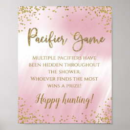 Baby shower met roze goudversterker poster