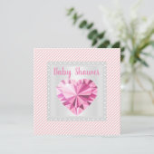 Baby shower met roze grijze stripe prinses kaart (Staand voorkant)