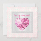 Baby shower met roze grijze stripe prinses kaart (Voorkant)