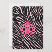 Baby shower met roze ladybug Zebra Stripes Kaart (Achterkant)