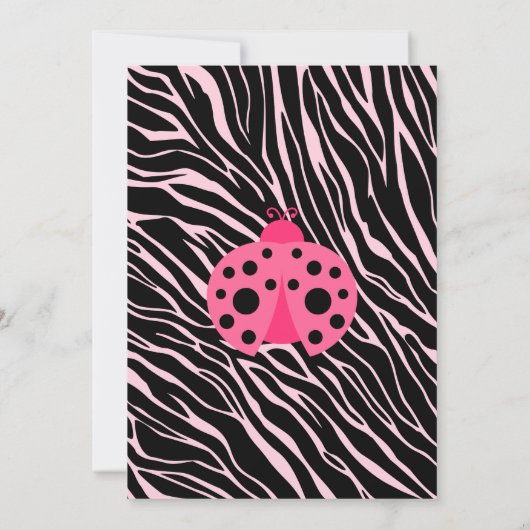 Baby shower met roze ladybug Zebra Stripes Kaart (Achterkant)