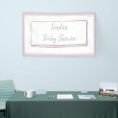 Baby shower met roze minimalistische handschoenen spandoek (Beurs)