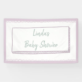 Baby shower met roze minimalistische handschoenen spandoek