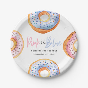 Baby shower met roze of blauwe donut papieren bordje