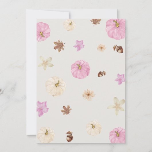 Baby shower met roze pompoen kaart (Achterkant)