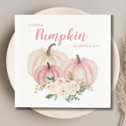 Baby shower met roze pompoen servet