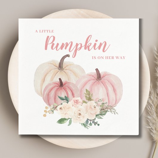 Baby shower met roze pompoen servet