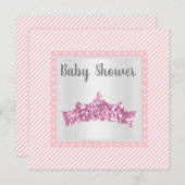 Baby shower met roze stripe prinses kaart (Voorkant / Achterkant)