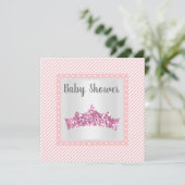 Baby shower met roze stripe prinses kaart (Staand voorkant)