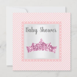 Baby shower met roze stripe prinses kaart