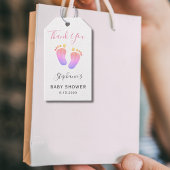 Baby shower met roze voetjes cadeaulabel