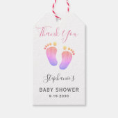 Baby shower met roze voetjes cadeaulabel (Voorkant)