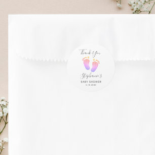 Baby shower met roze voetjes ronde sticker