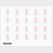 Baby shower met roze voetjes ronde sticker (Vel)