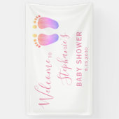 Baby shower met roze voetjes spandoek (Verticaal)