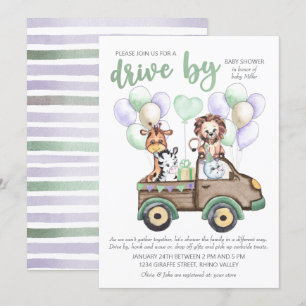 Baby shower met Safari Truck en Cute Animals Kaart