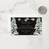 baby shower met snowpiene pijnbomen dank je zwart notitiekaartje (Voorkant / Achterkant in situ)