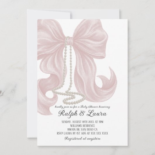 Baby Shower met Strikmeisje Kaart (Voorkant)