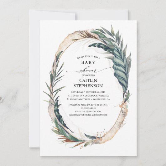 Baby shower met tropisch strand Exotic Palm Leaves Kaart (Voorkant)