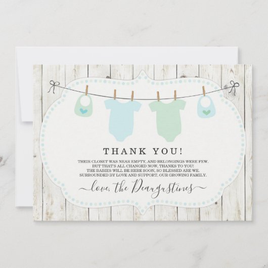 Baby shower met twee bakken - Hartelijk dank - Rob Bedankkaart (Voorkant)