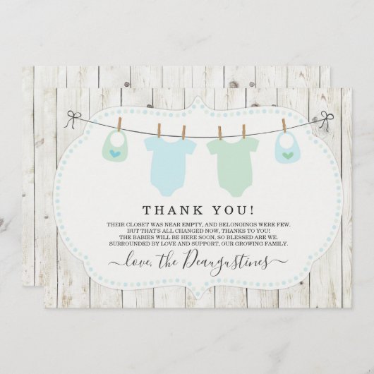 Baby shower met twee bakken - Hartelijk dank - Rob Bedankkaart (Voorkant / Achterkant)