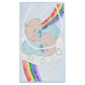 Baby shower met twee bakken klein cadeauzakje (Achterkant)