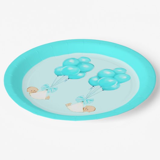 Baby shower met twee bakken papieren bordje (Gekanteld)