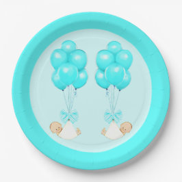 Baby shower met twee bakken papieren bordje