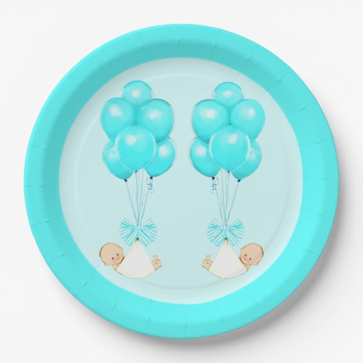 Baby shower met twee bakken papieren bordje (Voorkant)