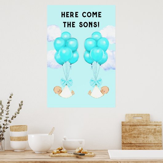 Baby shower met twee bakken poster (Keuken)