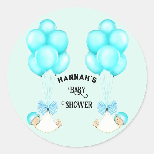 Baby shower met twee bakken ronde sticker (Voorkant)