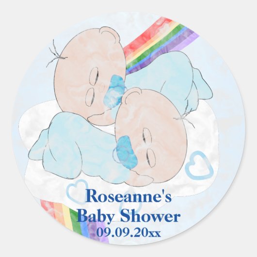 Baby shower met twee bakken ronde sticker (Voorkant)