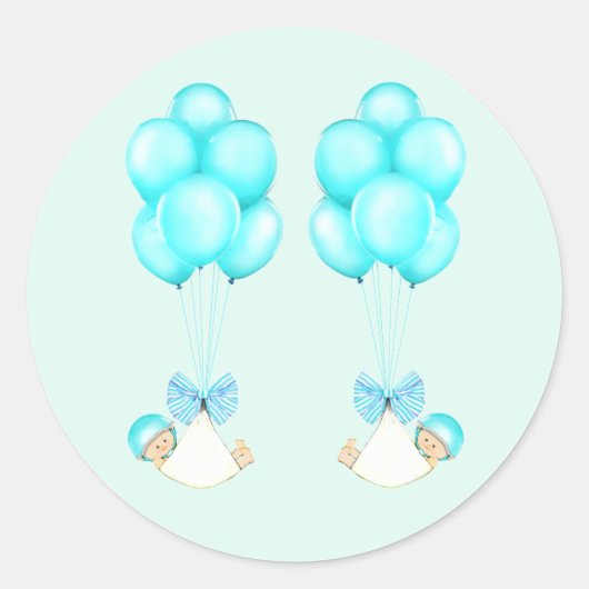Baby shower met twee bakken ronde sticker (Voorkant)