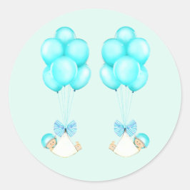 Baby shower met twee bakken ronde sticker
