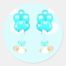 Baby shower met twee bakken ronde sticker
