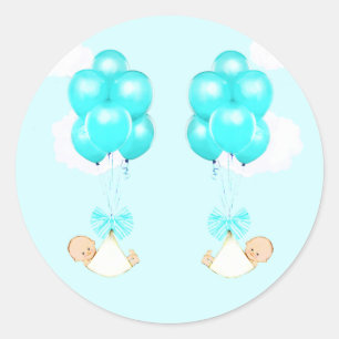 Baby shower met twee bakken ronde sticker