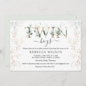 Baby shower met twee bakken voor groene en goudvul kaart (Voorkant / Achterkant)