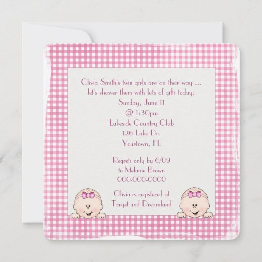 Baby shower met twee kinderen met voetafdrukken kaart (Achterkant)
