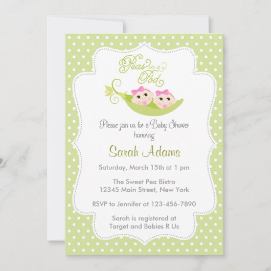 Baby shower met twee meisjes kaart (Voorkant)