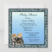 Baby shower met twee pennen blauw luipaard kaart (Achterkant)