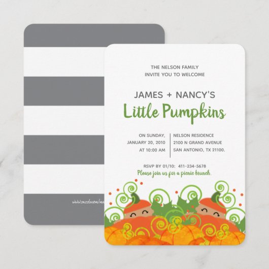 baby shower met twee pompoenen kaart (Voorkant / Achterkant)