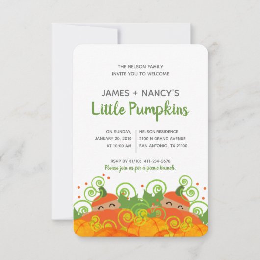 baby shower met twee pompoenen kaart (Voorkant)