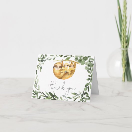 Baby shower met twee sleuven - Hartelijk dank voor Bedankkaart (Voorkant)