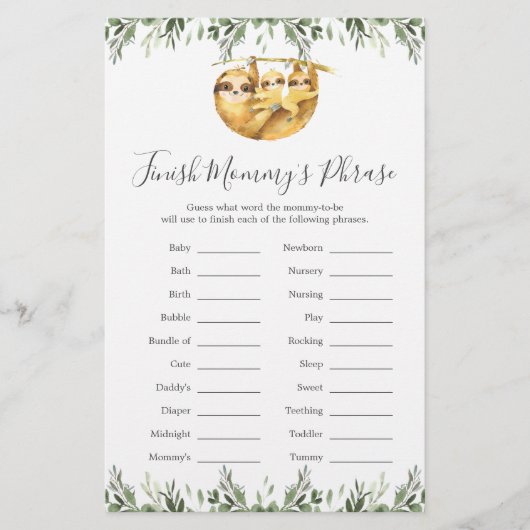 Baby shower met twee sleuven: maak het Phrase-spel (Voorkant)