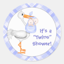 Baby shower met twee stralen ronde sticker