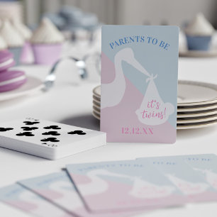 Baby shower met twee streepjes pokerkaarten