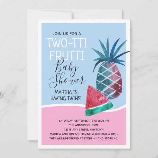 Baby shower met twee tti-tti-tti-tweens kaart (Voorkant)