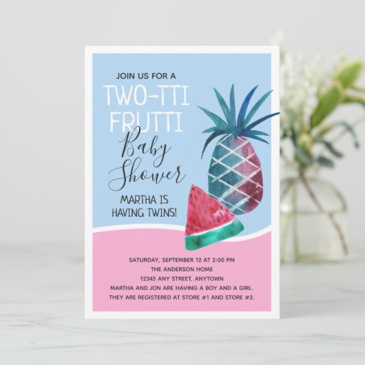 Baby shower met twee tti-tti-tti-tweens kaart (Staand voorkant)