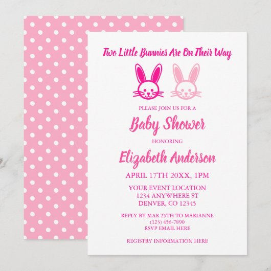 Baby shower met twee twitteraars tweelingmeisjes kaart (Voorkant / Achterkant)