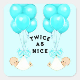 Baby shower met tweekleppige boogballonnen vierkante sticker